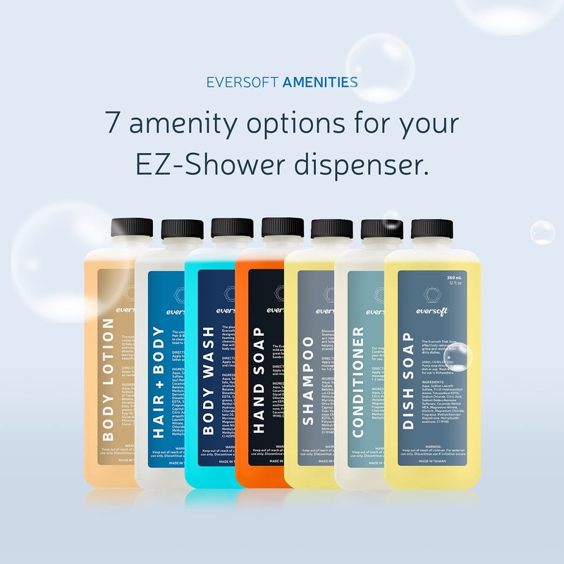 EZPULL EZ-SHOWER Wall Mount Body/Hair/Conditioner Trio Shower Dispenser for Bathroom/RV/Airbnb,