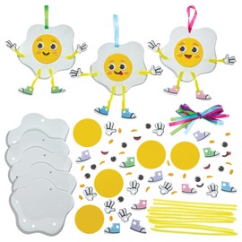 Baker Ross FN397 Fried Egg Mix & Match Decoration Kits - Pack of 8, Foam Arts and Crafts Decoration Kits for Kids