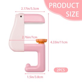 2 Pieces Cute Duck Shaped Purse Hook for Table, Foldable Compact Purse Holder for Desk with Adjustable Arm Clamp, Multi-Use Non-Slip Desk Bag Hook for Handbag Backpack Umbrellas, Pink