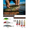 pullther 380 Pcs Fishing Lure Mixed Set, Including Spinner, Casting