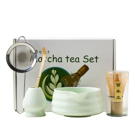 Matcha Set - Match Bowl with Spout and Whisk, 15 OZ, Matcha Scoop | Matcha Whisk Stand (Chasen Holder) - 5pc Perfect Matcha Kit for Matcha Tea Ceremony