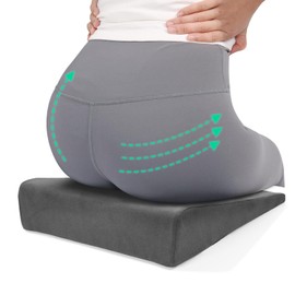 BUYUE Wedge Cushion for Butt Lift Women, Hard-Firm EVA Foam for Lift HIPS Up Fitness Training, Non-Slip Seat Cushion Pads for Desk Chairs, Car Seats, 15.7"x 12.5", Dark Gray