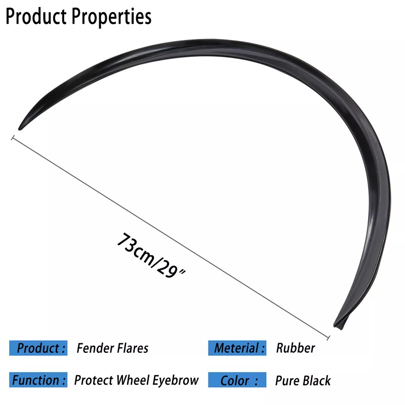 Xukey 4PCS Universal Car Truck Wheel Black Fender Flares Eyebrow