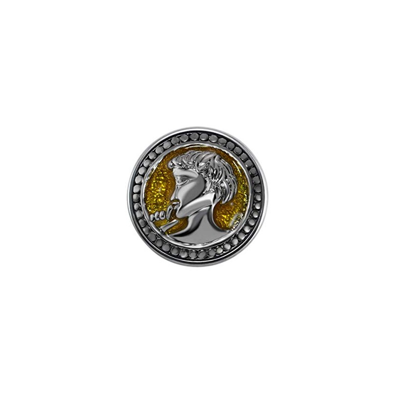 Quiges Women's Click Button 18 mm Brown Portret Sign Chunk