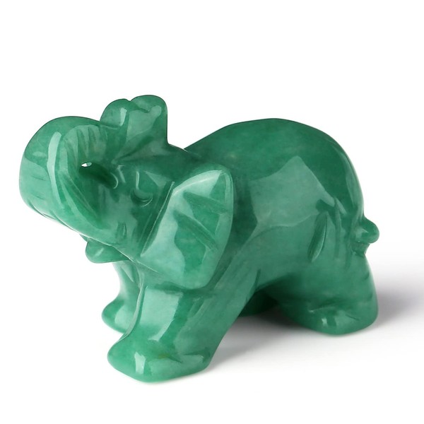 XIANNVXI Crystals Elephant Decoration Aventurine Elephant Statue Figures Decoration Hand Carved Sculpture Office Decoration Polished Gemstones Stones Natural Gift 1.5 Inches