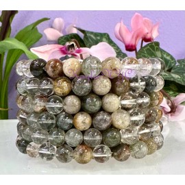 Quartz Wholesale 6 Pcs Natural Garden Quartz Lodalite 8mm 7.5” Crystal Stretch Bracelet