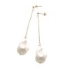 Vingtaine P5005 Baroque Pearl Style Long Chain Earrings, Titanium Post,