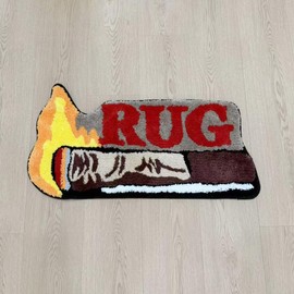 LAKEA Unique Cigar-Shaped Tufted Rug Anti-Slip Decorative Floor Mat Cool Textile Art Home Decor Small Size Adult Suitable Bedside Rug (31.5 X16.5 inch)
