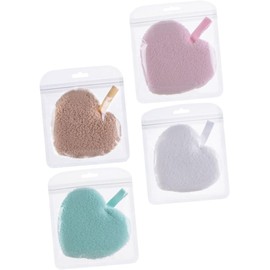 Mipcase 4 Esponjas Desmaquillantes en Forma de Corazón Cara, Esponjas Limpieza Facial Reutilizables de 4 Piezas para Uso en Casa y Camping