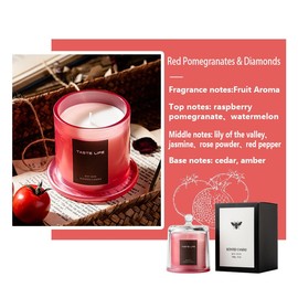 Miracle TQ Aromatherapy Candle Plant Soy Wax 150g Home Gift Accompanying Gift SPA Bath Yoga Creative Arrangement English Pear Freesia and Other Fruity Woody Floral Scent (Red Pomegranate & Diamond)