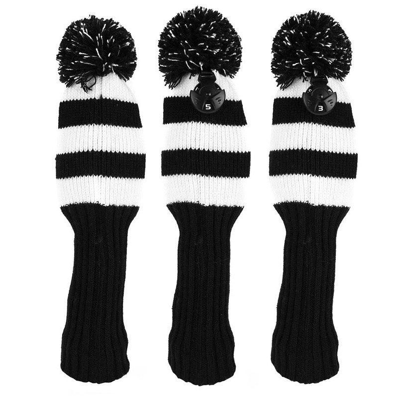 CENPEK Stripes Knitted Golf Club Head Covers 3 Piece Set