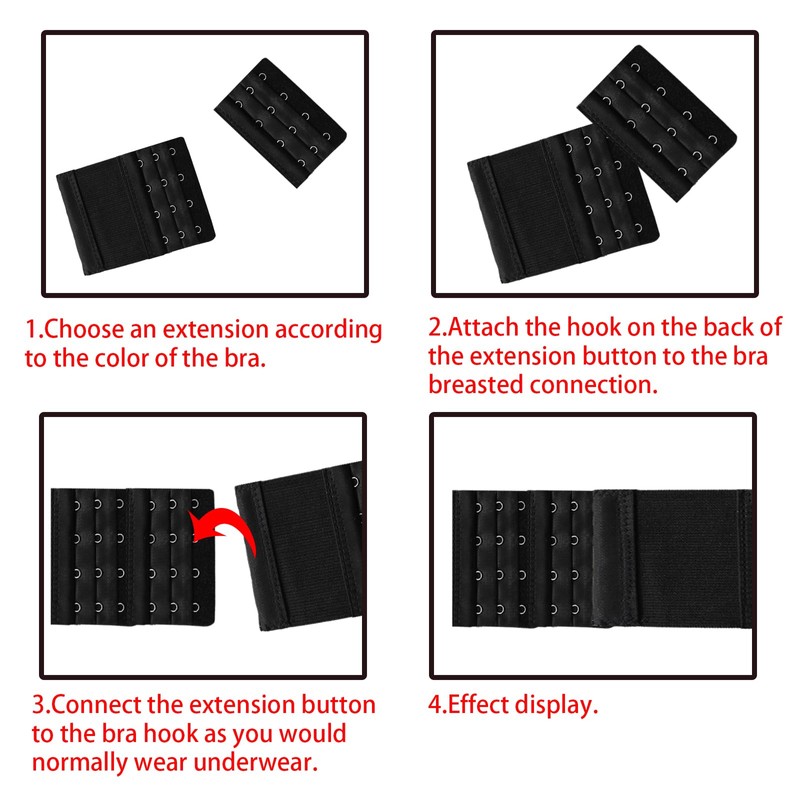 Wuyituart 4 Pcs Bra Extenders 4 Hooks Plus Size 3