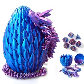 DND Dice Set, 7pcs Polyhedral Dice with 3D Dragon Egg Shell, Portable Dungeons and Dragons Dice with Organizer Bag for RPG/MTG (Purple)