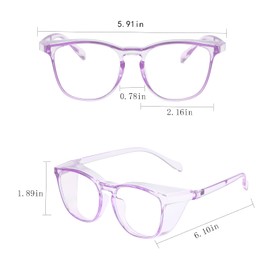 Weahoen Safety Glasses for Women Nurses Anti Fog Stylish Fashion Comfortable Safety Goggles with Side Shields Eye Protection for Adult Purple