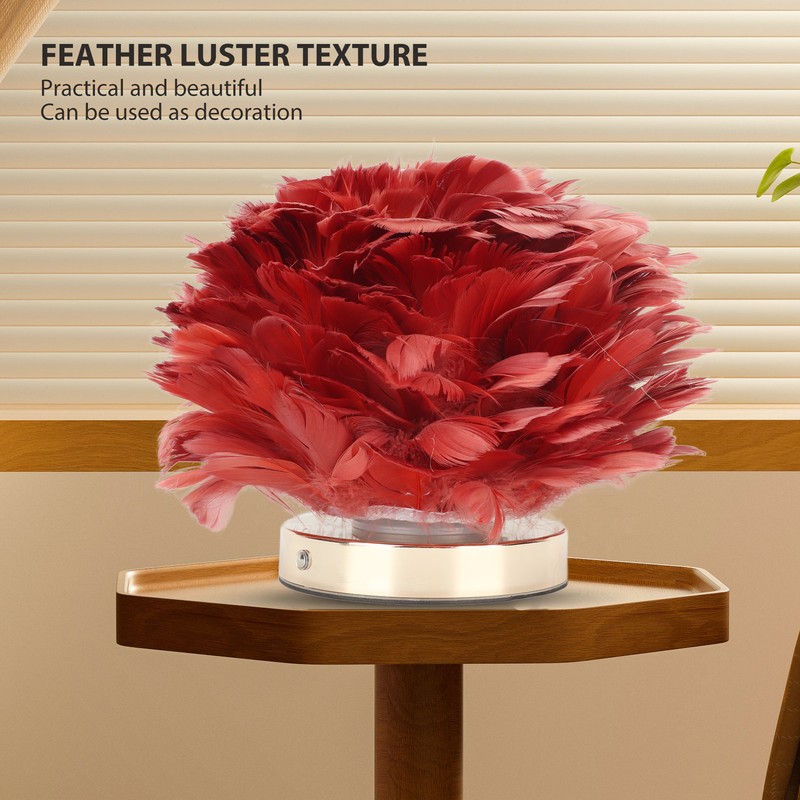 Feather Table Lamp Stepless Dimming USB Charging Touch Control LED