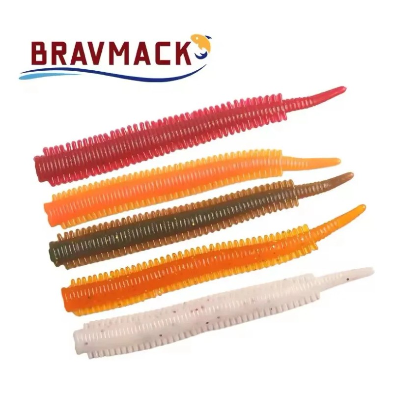 Señuelo Suave Bravmack Gusano 10 Pzas 8 Cm