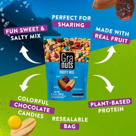 Granuts Party Mix, Chocolate Candies, Raisins and Peanuts Resealable Bag, 6.34 oz