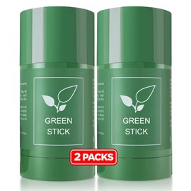 Green Tea Mask Stick 2 Pack – Deep Cleansing Blackhead Remover, Clay Facial Mask for Oily Skin, Pore Minimizer, Acne Spot Treatment, Natural Detox Stick for Men and Women, Easy Skincare