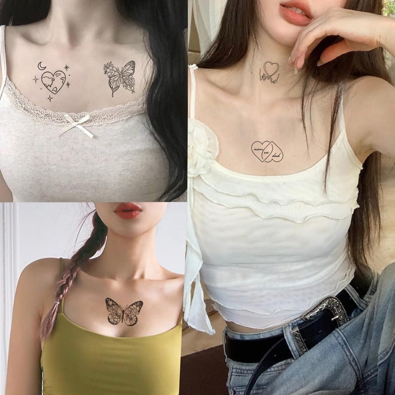 3 Pcs Tattoo Stickers 2 Weeks Disappear Tattoo Stickers Butterfly