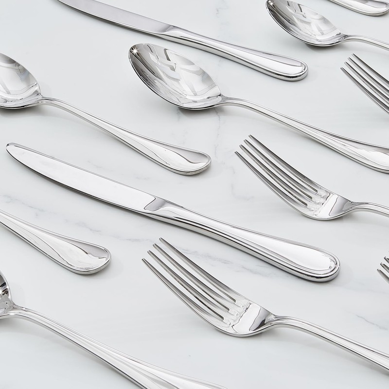 KINGSTONE 48 Piece Teardrop Silverware Set with Steak Knives, 18/10