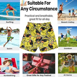 visesunny Rubber Duck Pattern Swim Trunks Boys Toddler Bathing Suits for Kids Swimwear Baby Boy Swimsuit Boys Swim Shorts