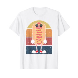 Cool Hot Dog Fast Food Sunglasses Weiner Foodie Retro Hotdog T-Shirt