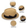 Pork-Pie-Hat-for-Men-Women Straw-Boater-Hat - Classic Boater Derby Sun Hats with Grosgrain