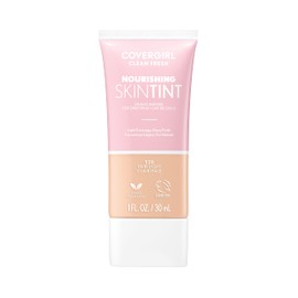 COVERGIRL Clean Fresh Nourishing Skin Tint, 520 Fair/Light, Liquid Foundation, Dewy Finish, Infused with Coconut & Aloe, Vegan Formula