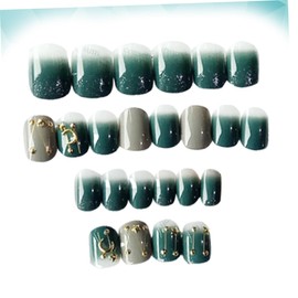 Baluue Elegant Manicure Set 24pcs Long False Nails Medium Length Nail Tips Fake Nails for Women Safe and Comfortable (dark)