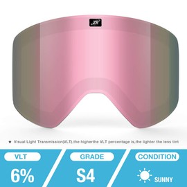ZIONOR X11 Ski Snowboard Snow Goggles Replacement Lenses (LENS ONLY - VLT 6% Revo Pink Lens）