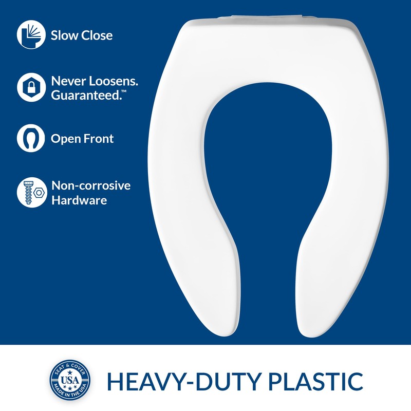 CHURCH 9500SSCT Commercial Open Front Plastic Toilet Seat, Extra Heavy