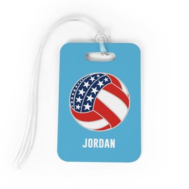Volleyball Luggage & Bag Tag | American Flag Volleyball | No Personalization on Back | Medium