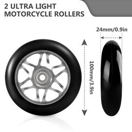 Stunt Scooter Wheels 100 mm, Pack of 2 Scooter Replacement Wheels, Scooter Wheels with ABEC, 9 Bearings Aluminium Spoke Core for Extreme Cars Scooters Rocking Cars