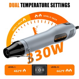 Weitieke Mini Heat Gun 482℉ & 662℉ 2-Modle Temperature Control, Overload protection Ergonomic Design pistola de calor,Mini heat gun' for crafting，shrink tubing，vinyl wrap，resin