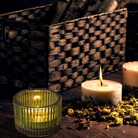 12pcs St. Patrick's Day Green Tealight Candle Holder, Glass Votive Candle Holders for Table Centerpiece, Wedding, Home Decor and Party Supplies