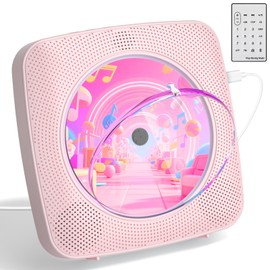 CD Player with Speakers CD Players for Home: Desktop Wall CD Player Bluetooth Portable Kegaudio with Dust Cover LCD Screen Display FM Radio USB AUX Jack Remote Control Black
