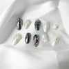 Blanc Noir |Silver White Gel Nail - Almond / 블랑