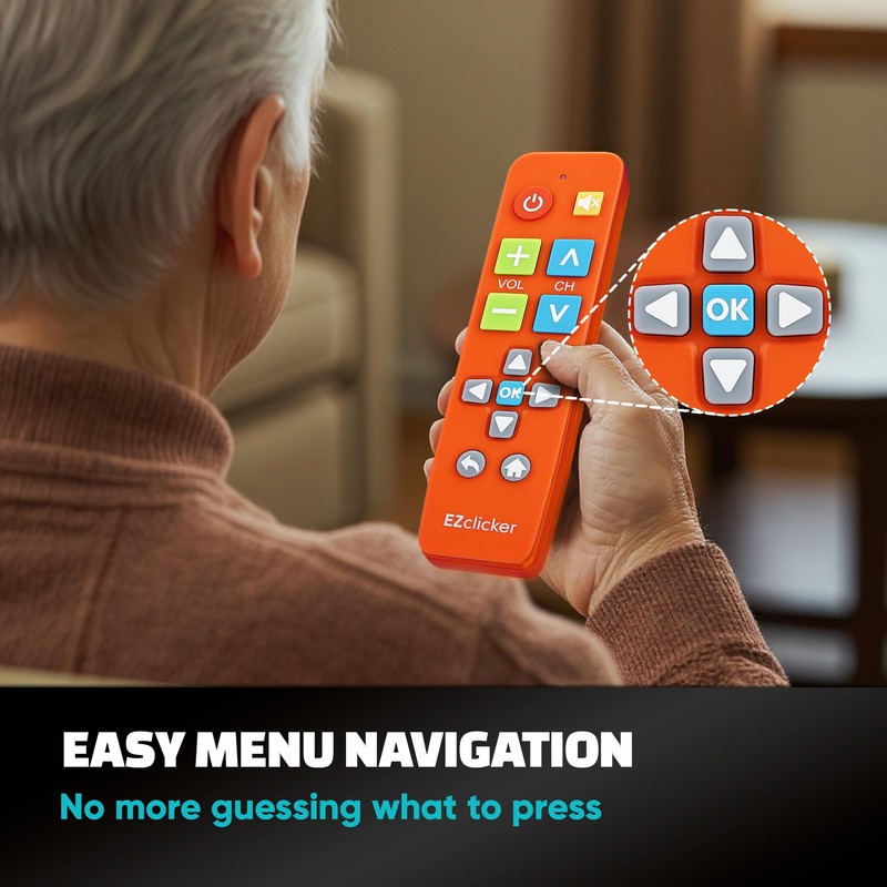 EZclicker Big Button Universal TV Remote (Orange) Simple Easy to