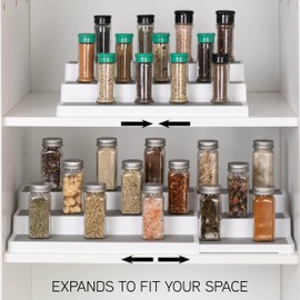 SIMPLEMADE Spice Rack Three-Tiered Shelf, Countertop, and Cabinet Storage and Spice Organizer for Kitchen, Bathroom, Bedroom, and Office, Home Storage and Organization Solutions, Set of 1, White