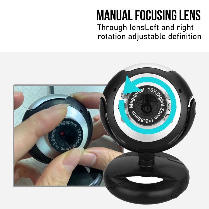Multi-Megapixel USB Webcam, HD Pro Webcam, 10X Digital Zoom, Plug