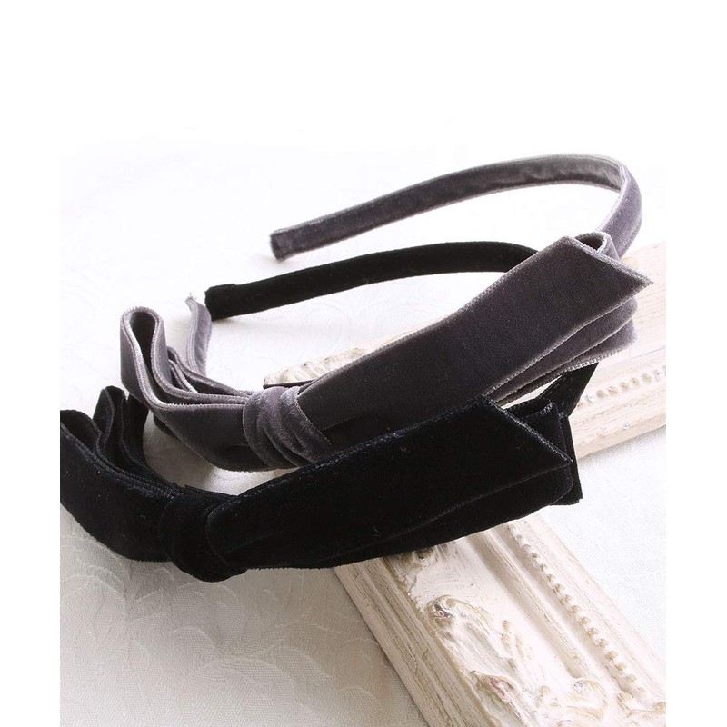 VINGTAINE HK-218-BK Velvet Thin Ribbon Headband Thin Simple Autumn Winter