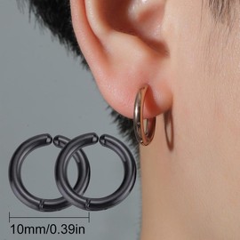 2 Pairs of Fake Hoop Earrings Without Pierced Nose Lip Fake Earrings Stainless Steel Magnetic Earrings No Pierced Men Women Ear Clips (10 mm), Copper