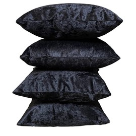 RKAAS HOME Super Soft Decorative Luxurious Crushed Ice Velvet Square Cushion Cover for Living Room Sofa Couch Bed 65cm x 65cm 26 x 26 Inches (Pack of 4 - Black)