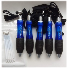 Thixotropic Super Big Fat Pen for Arthritis (5 pack) Black Ink, Blue Body + 5 Ink Refills
