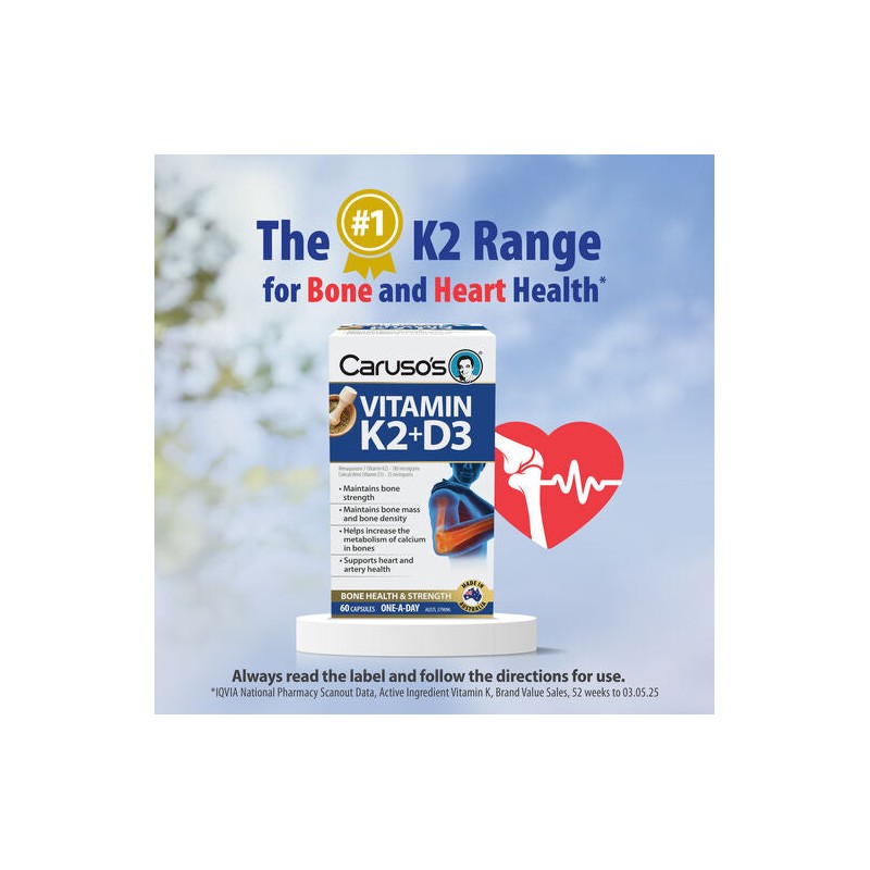 Caruso's Natural Health Vitamin K2 + D3 60 Capsules