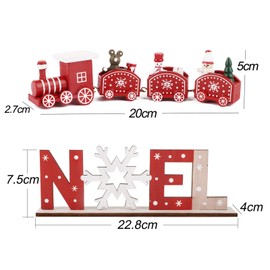 BHGT Christmas Train Christmas Decoration Wooden Railway Wooden Gift Mini Christmas Toy Made of Wood