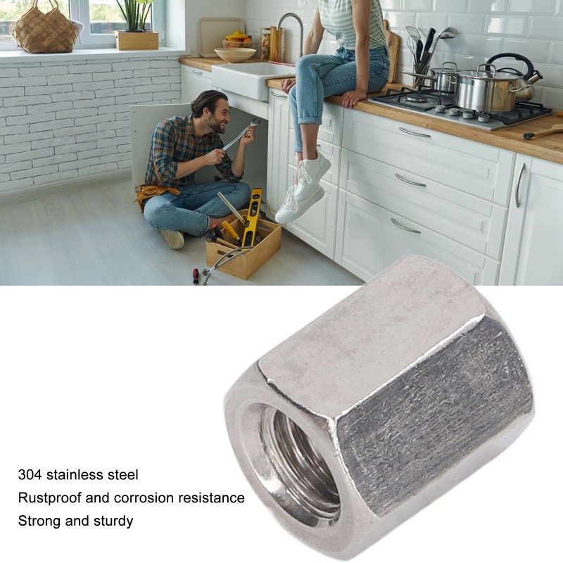 20 Pcs Hex Coupling Nut M8x1.25 L15mm 304 Stainless Steel