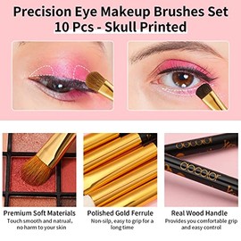 docolor 10 Conjunto de cepillo de maquillaje de ojos esencial incluye sombra de ojos,cepillos de maquillaje de delineador de ojos-cepillos de maquillaje gótico establecidos para sombra de ojos y cejas