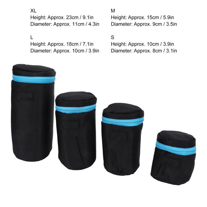 flexman Pack of 4 Lens Bag with Zip, Lens Bag