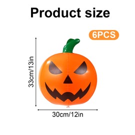 6pcs Inflatable Pumpkins, 11.81x12.99 in Orange Halloween Pumpkin Beach Balls Fun Blow Up Props Toy Halloween Decorations for Beach Swimming Pool Themed Party